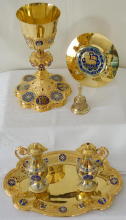 French antique solid silver gilt Gothic Chapel Set